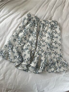 S. Christina Blue & Yellow Floral Ruffle Mini Skirt